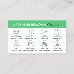 Emerald Green Hair Removal Aftercare Instruction Visitenkarte