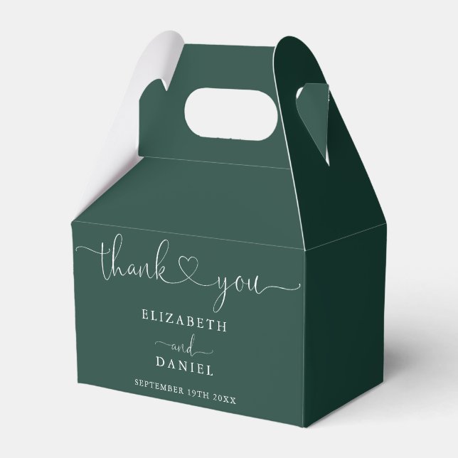 Emerald Green Heart Script Wedding Geschenkschachtel (Vorderseite)