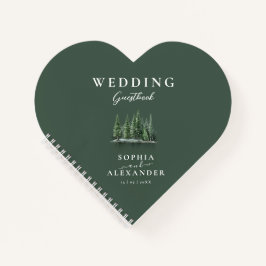 Emerald Green Heart Shape Wedding Guestbook Notizbuch