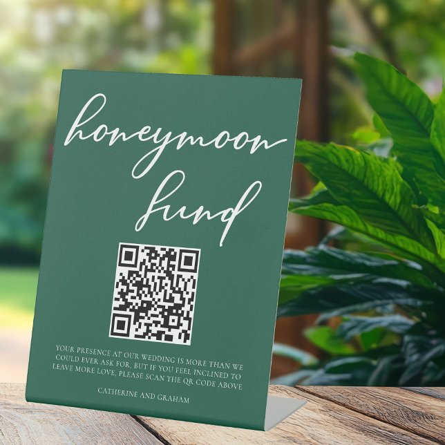 Emerald Green Honeymoon Fund QR Code Sockelschild (Von Creator hochgeladen)