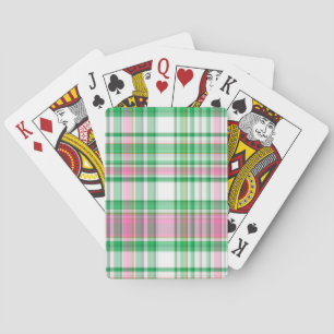 Emerald Green, Hot Pink, White Preppy Madras Karie Spielkarten