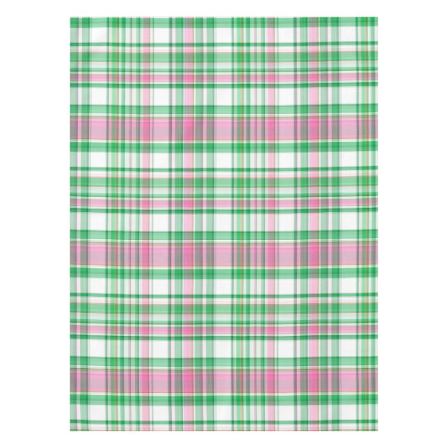 Emerald Green, Hot Pink, White Preppy Madras Karie Tischdecke (Vorderseite)