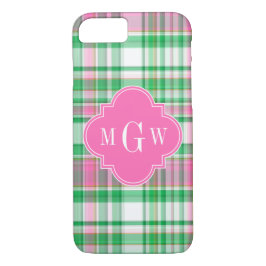 Emerald Green Hot Pink Whppy Madras Monogram Case-Mate iPhone Hülle