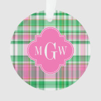 Emerald Green Hot Pink Whppy Madras Monogram