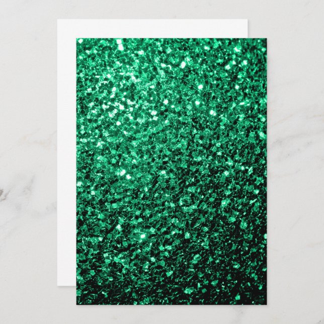 Emerald Green Imitats Glitzer Glitzern Einladung (Vorne/Hinten)