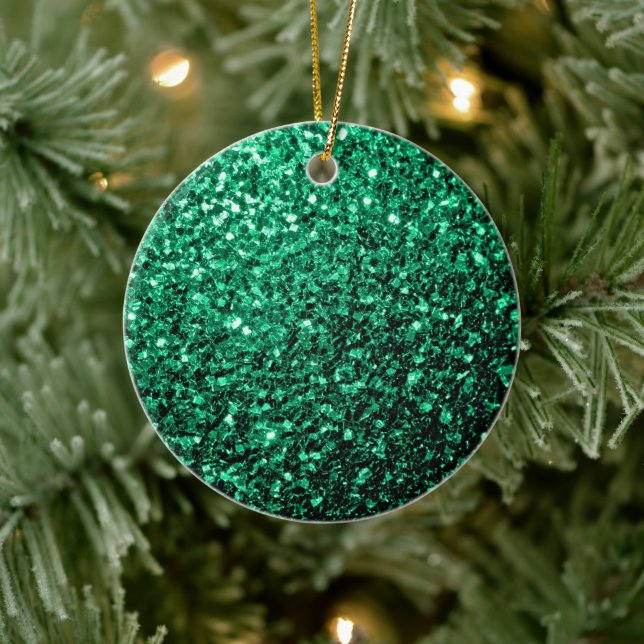 Emerald Green Imitats Glitzer Glitzern Keramikornament (Baum)