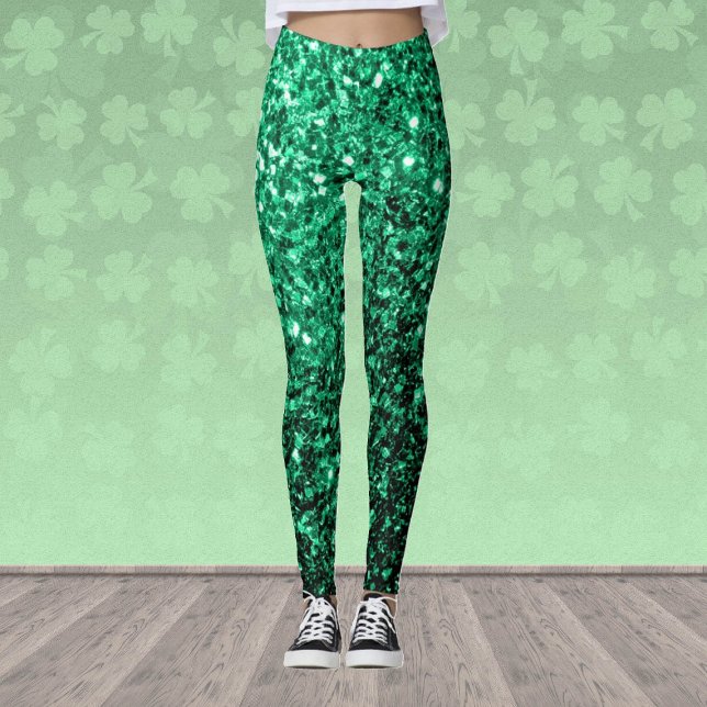 Emerald Green Imitats Glitzer Glitzern Leggings (Stand out in the gym with our breathable sparkly leggings in many different colors!)