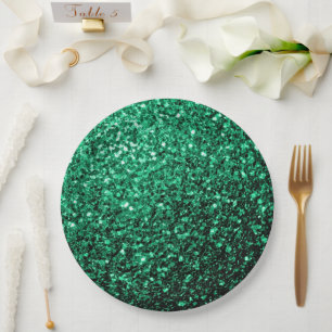 Emerald Green Imitats Glitzer Glitzern Pappteller