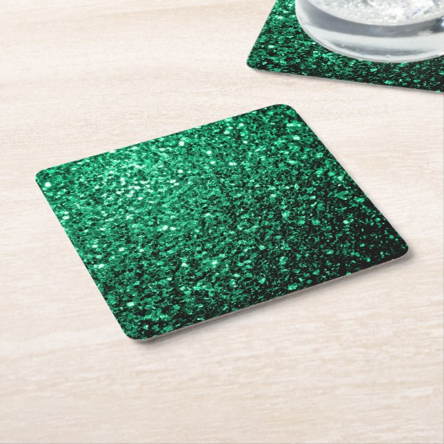 Emerald Green Imitats Glitzer Glitzern Rechteckiger Pappuntersetzer (angewinkelt)