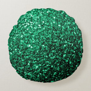 Emerald Green Imitats Glitzer Glitzern Rundes Kissen