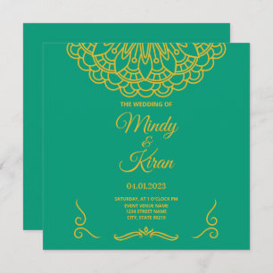 Emerald Green Indian Jewel Tone Wedding Einladung