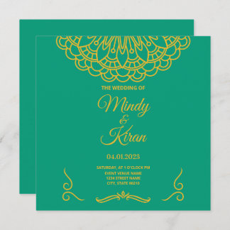 Emerald Green Indian Jewel Tone Wedding Einladung