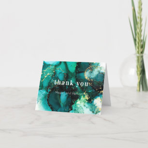 Emerald Green Jewel Tone Wedding Vielen Dank Dankeskarte