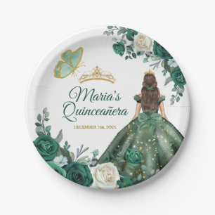 Emerald Green Kleider Quinceañera Crown Geburtstag Pappteller