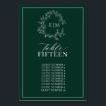 Emerald Green Leafy Wappen Monogram Wedding Tischnummer<br><div class="desc">Erschaffen Sie den perfekten Empfang! Wir lieben diese trendigen, modernen smaragdgrünen Hochzeitsfeste Tischnummern! Es ist einfach, elegant und so hübsch, mit einem handgezeichneten, grünen Kranz umgeben von einem modernen Hochzeitsmonogramm. Es ist in eleganter Typografie personalisiert und mit handgeschriebener Kalligrafie akzentuiert. Schließlich ist es in einem zarten Rahmen bestickt. In dieser...</div>