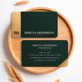 Emerald Green Leather & Gold Luxe Business Card Visitenkarte