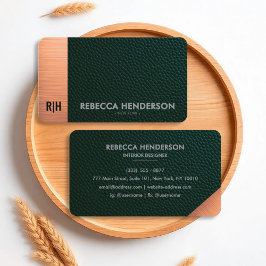 Emerald Green Leather & Rose Gold Business Card Visitenkarte