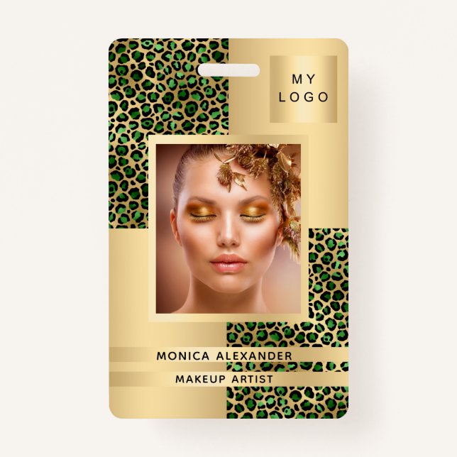 Emerald Green Leopard Foto Business Ausweis (Vorderseite)