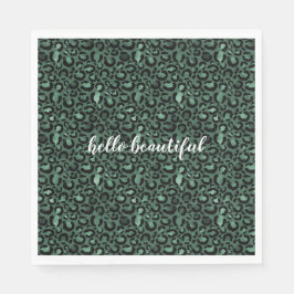Emerald Green Leopard Print Serviette