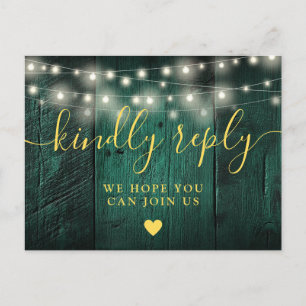 Emerald Green Lights Wood Song Request UAWG Einladungspostkarte