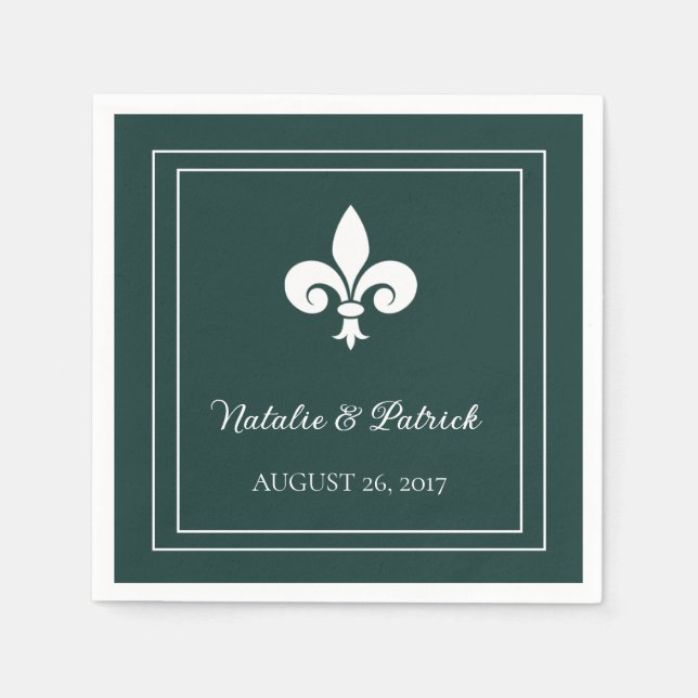 Emerald Green Lilie Wedding Paper Napkins Serviette (Vorderseite)