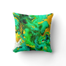 Emerald Green Liquid Art Throw Kissen