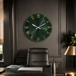 Emerald Green Luxury Gold Elegant Große Wanduhr