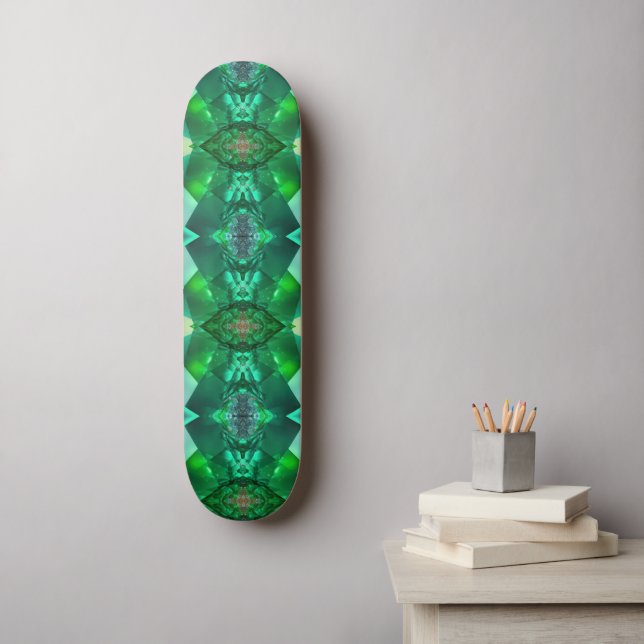 Emerald Green Magical Mystical Geometric Pattern Skateboard (Wandkunst)