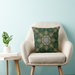 Emerald Green Mandala Blume Bohemisches Muster Kissen