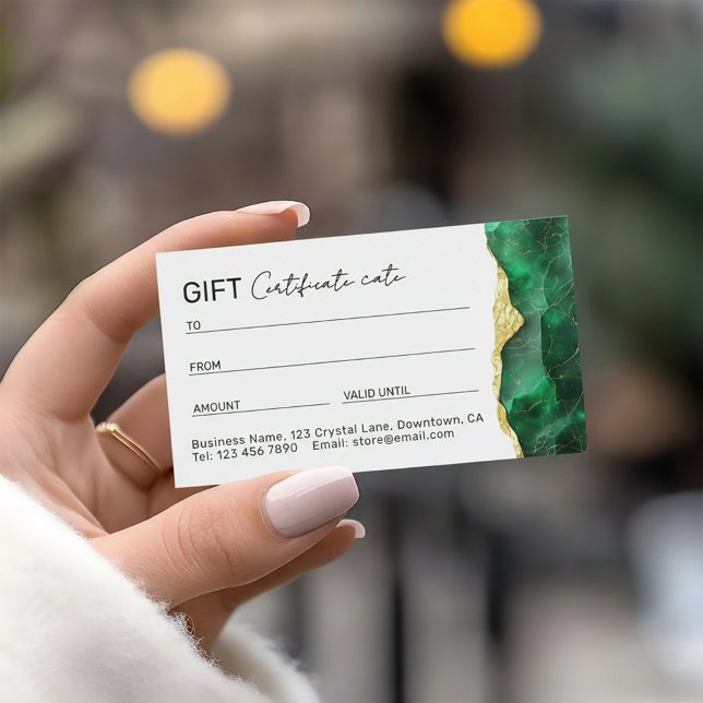 Emerald Green Marble Gift Certificate Visitenkarte (Von Creator hochgeladen)