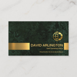 Emerald Green Marble Grunge Gold Streifen Corporat Visitenkarte