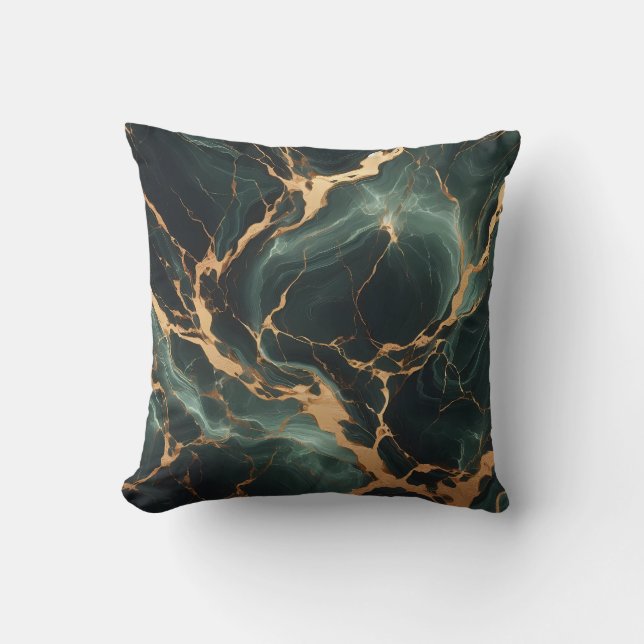 Emerald Green Marble Throw Kissen (Vorderseite)