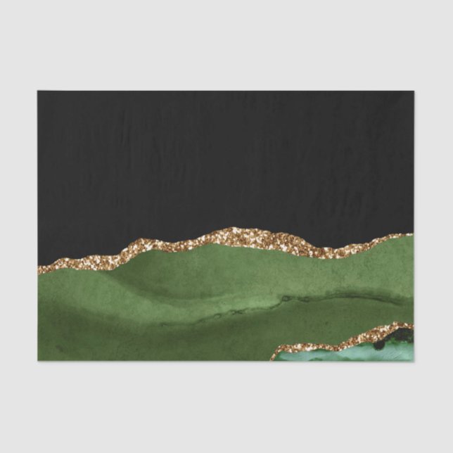 Emerald Green Marbled Agate Contemporary Stone Seidenpapier (Vorderseite)