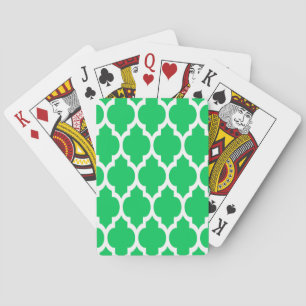 Emerald Green marokkanisches Quatrefolienmuster #4 Spielkarten