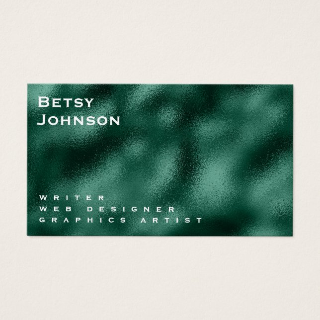 Emerald Green Metallic Foil Business Card (Vorderseite)