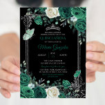 Emerald Green Mexican Charra Quinceanera Black Einladung<br><div class="desc">Emerald Green Mexican Charra Quinceanera Black Invitation Mis Quince Anos,  15. Geburtstag, </div>