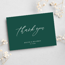 Emerald Green Minimal Moderne Hochzeit Dankeskarte