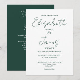 Emerald Green Minimalistisch Elegant QR Code Weddi Einladung