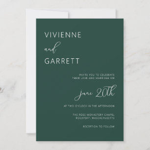 Emerald Green Minimalistisch Modern Simple Wedding Einladung