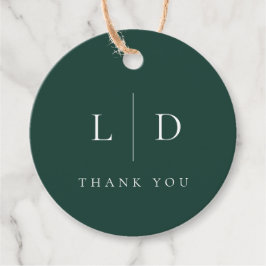 Emerald Green Minimalistisch Monogram Wedding Geschenkanhänger