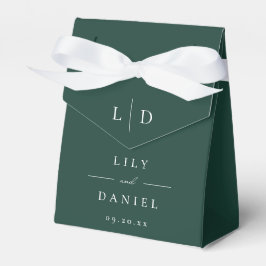Emerald Green Minimalistisch Monogram Wedding Geschenkschachtel