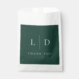 Emerald Green Minimalistisch Monogram Wedding Geschenktütchen