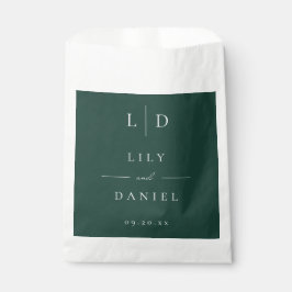 Emerald Green Minimalistisch Monogram Wedding Geschenktütchen