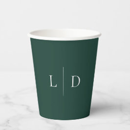 Emerald Green Minimalistisch Monogram Wedding Pappbecher