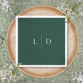 Emerald Green Minimalistisch Monogram Wedding Serviette
