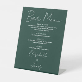 Emerald Green Minimalistisch Script Bar Menu Sockelschild