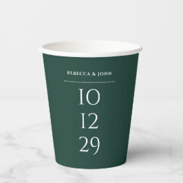 Emerald Green Minimalistisch Special Date Hochzeit Pappbecher
