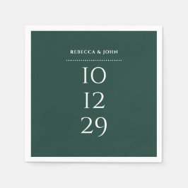 Emerald Green Minimalistisch Special Date Hochzeit Serviette
