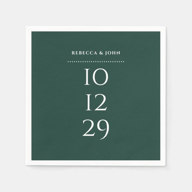 Emerald Green Minimalistisch Special Date Hochzeit Serviette (Vorderseite)