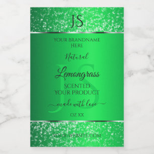 Emerald Green mit Glitzer-Initials-Produktmarken Lebensmitteletikett